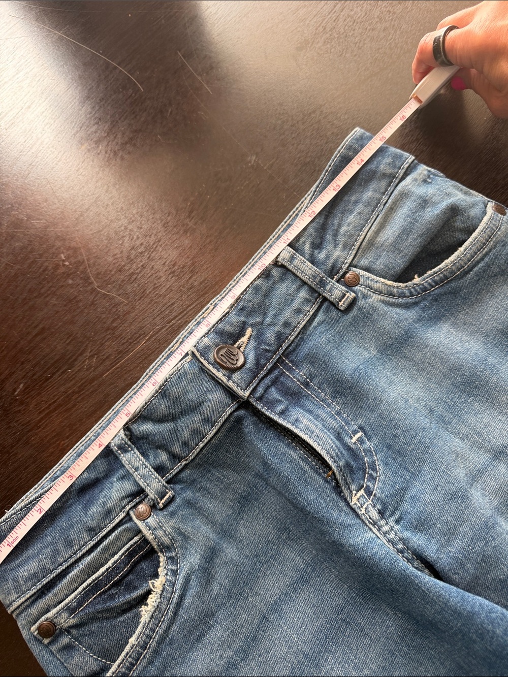 Wrangler Women's Medium Blue Boot Cut Jeans with Leather Logo Patch 28x30 - Picture 7 of 7
